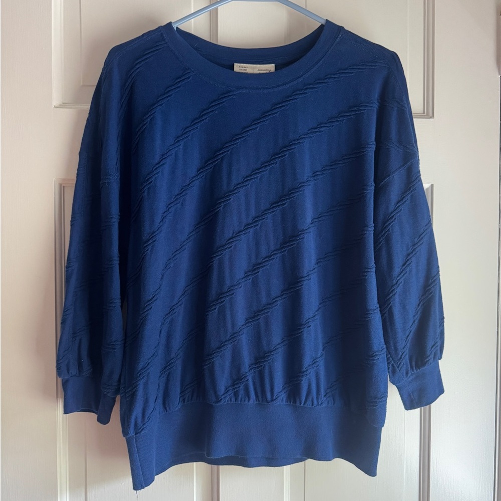 Anthropologie Saturday Sunday Blue Textured Sweatshirt